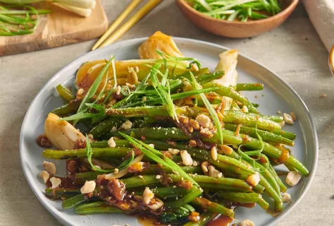 Lynstegte grønne bønner