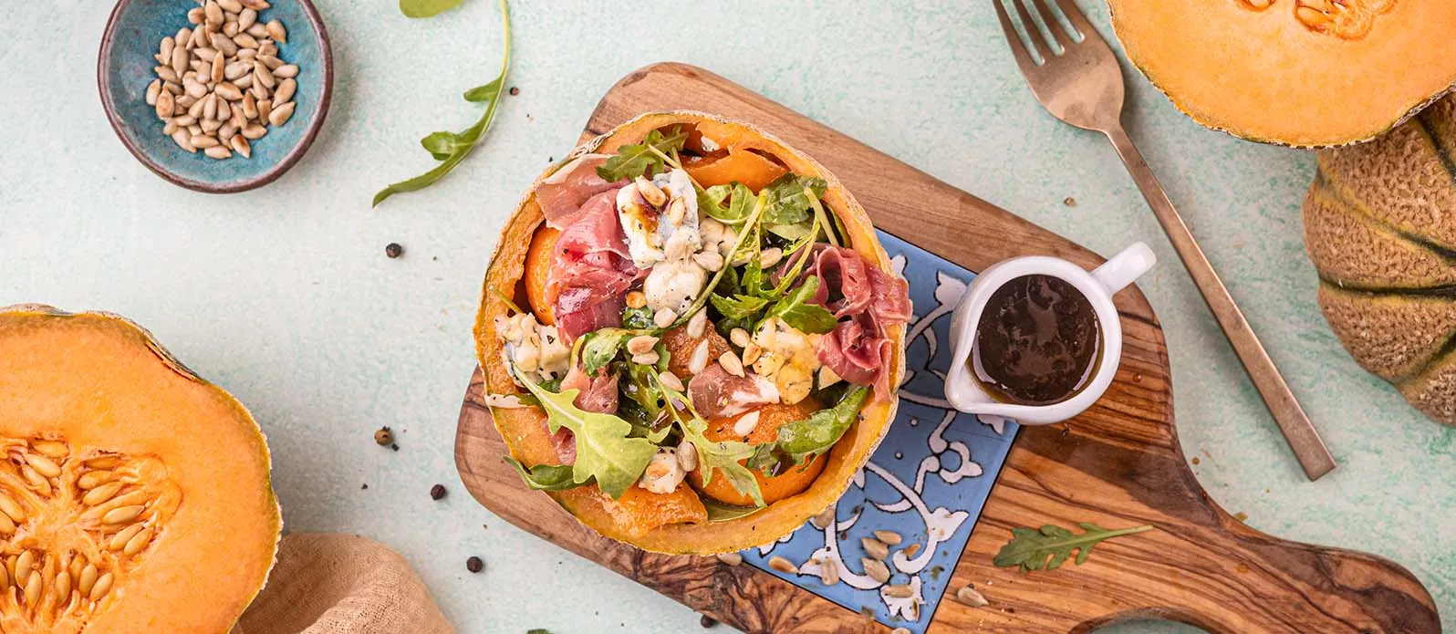 Rucolasalat med melon og skinke