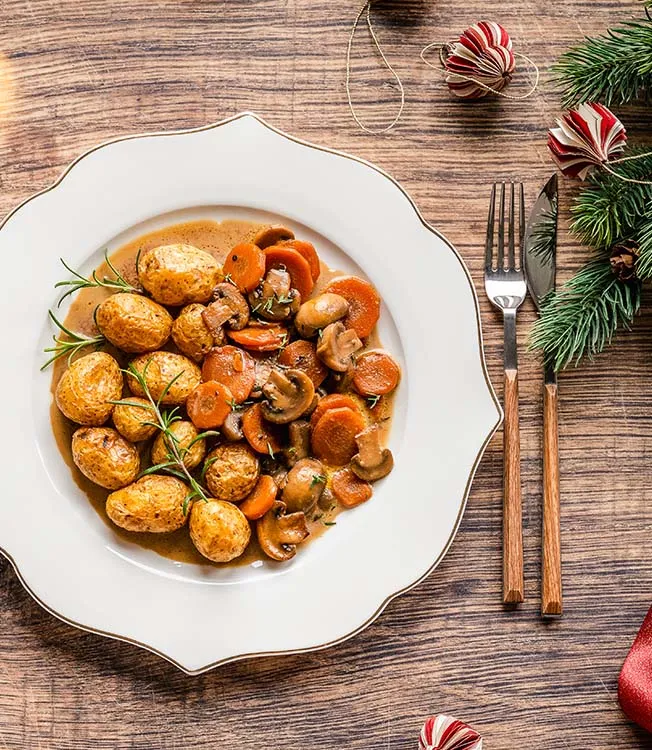 Vegetarisk gryderet med svampe & mørk øl