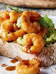 Teriyaki-tigerrejer med avocadotoast