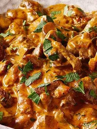 Svampestroganoff med sojasauce