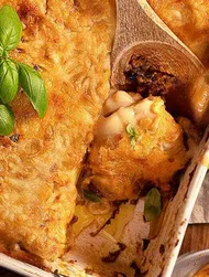 Krydret lasagne med oksekød og spinat