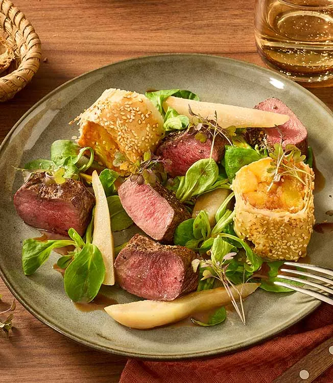 Vildt med kimchi-kartoffel-strudel