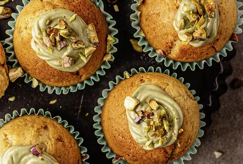 Muffins med pistaciecreme
