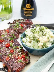 Teriyaki-ribs med kartoffelsalat