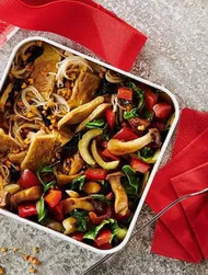 Bentoboks med omelet og grøntsager