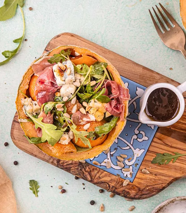 Rucolasalat med melon og skinke