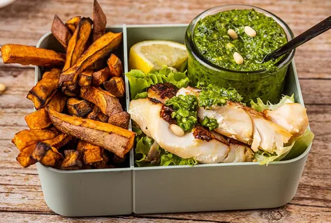 Grillet torsk & fritter af sød kartoffel